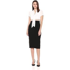 Maggy London Solid Crepe Color Block Dress Size 0P Career Office Corporate